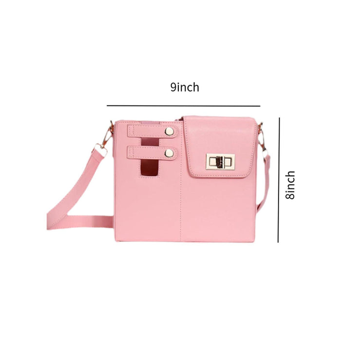 Water Bottle Bag Satchel Trendy Adjustable Strap Casual Water Bottle Carrier Pink