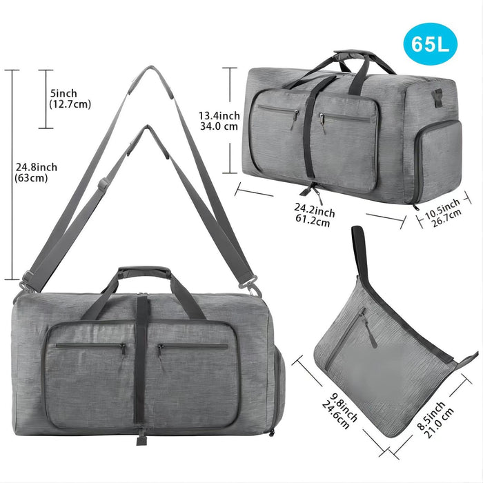 Carry on Bag Lightweight Tote over Night Bag for Business Travelling Camping Gray