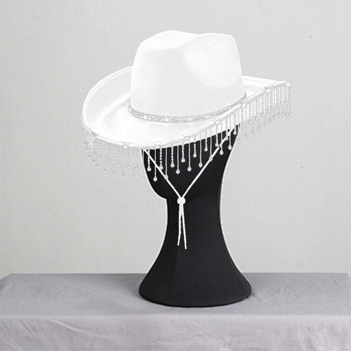 Women Cowboy Hat Casual Adults with Adjustable Chin Strap Sun Protection Hat White