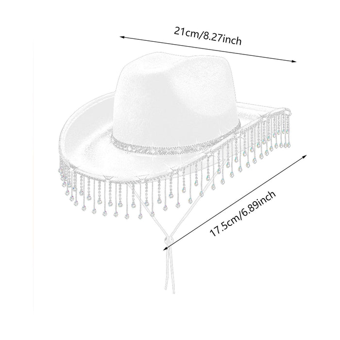 Women Cowboy Hat Casual Adults with Adjustable Chin Strap Sun Protection Hat White