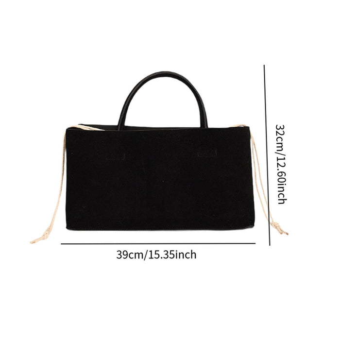 Suede Tote Bag for Women Simple Portable Fashion Purse Work Bag Faux Leather Black