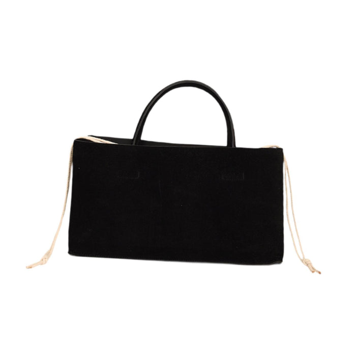 Suede Tote Bag for Women Simple Portable Fashion Purse Work Bag Faux Leather Black