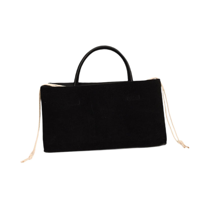 Suede Tote Bag for Women Simple Portable Fashion Purse Work Bag Faux Leather Black