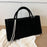 Suede Tote Bag for Women Simple Portable Fashion Purse Work Bag Faux Leather Black