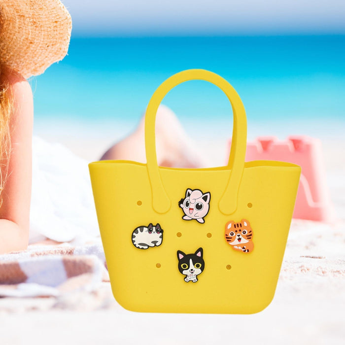 Beach Hole Bag Waterproof Travel Bag Handbag Summer Portable Shopping Basket Yellow