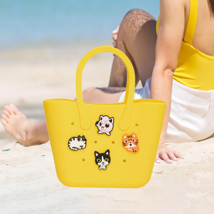 Beach Hole Bag Waterproof Travel Bag Handbag Summer Portable Shopping Basket Yellow