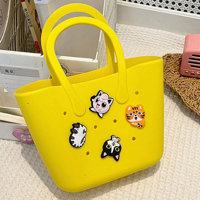 Beach Hole Bag Waterproof Travel Bag Handbag Summer Portable Shopping Basket Yellow