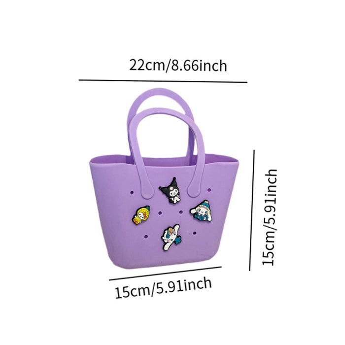 Beach Hole Bag Waterproof Travel Bag Handbag Summer Portable Shopping Basket Violet