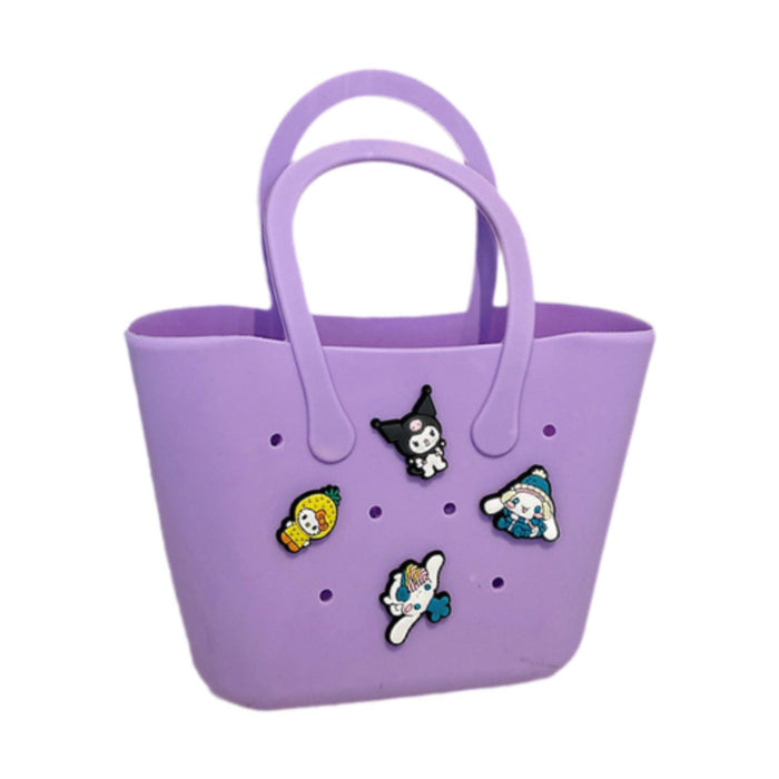 Beach Hole Bag Waterproof Travel Bag Handbag Summer Portable Shopping Basket Violet