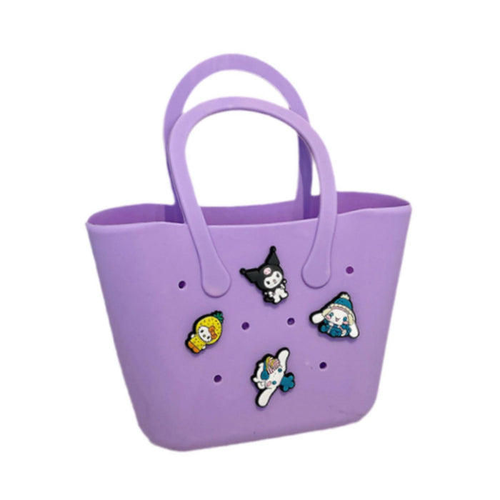 Beach Hole Bag Waterproof Travel Bag Handbag Summer Portable Shopping Basket Violet