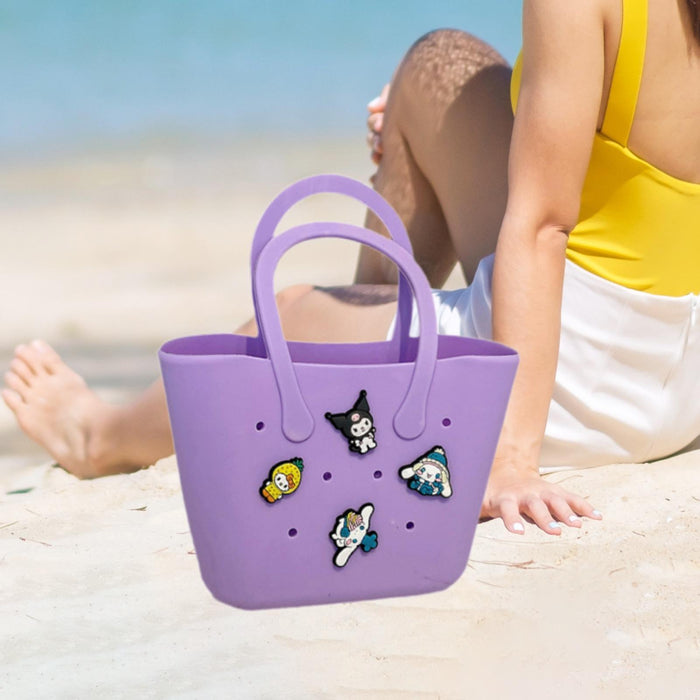 Beach Hole Bag Waterproof Travel Bag Handbag Summer Portable Shopping Basket Violet