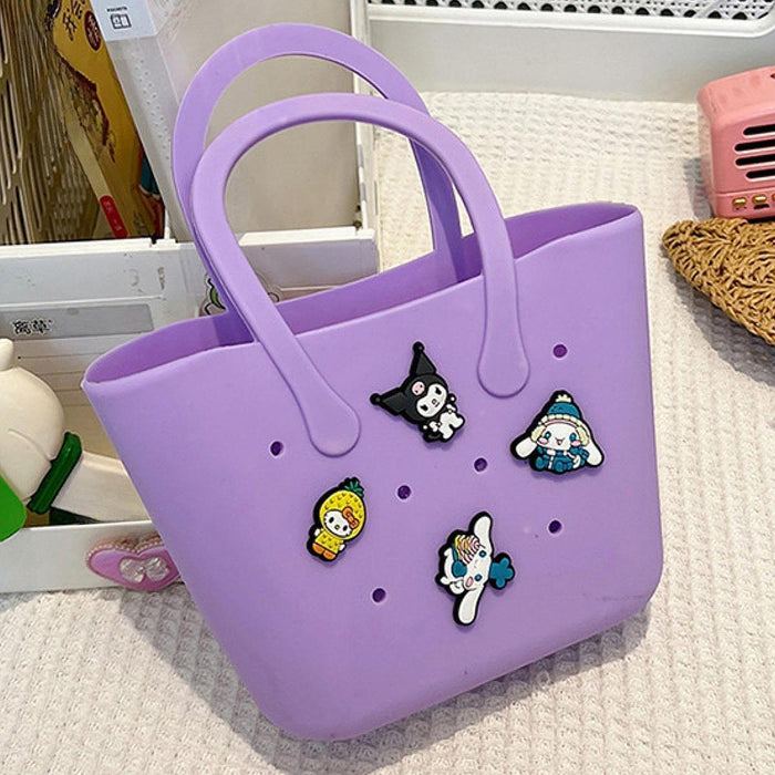 Beach Hole Bag Waterproof Travel Bag Handbag Summer Portable Shopping Basket Violet