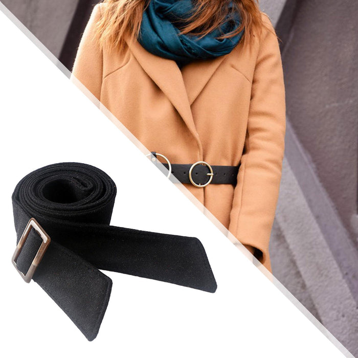 Women Wool Overcoat Waist Belt Wide Waist Belt for Jacket Commuting Sweaters Black