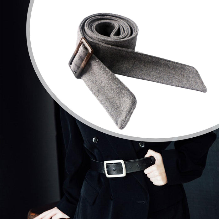 Women Wool Overcoat Waist Belt Wide Waist Belt for Jacket Commuting Sweaters Gray