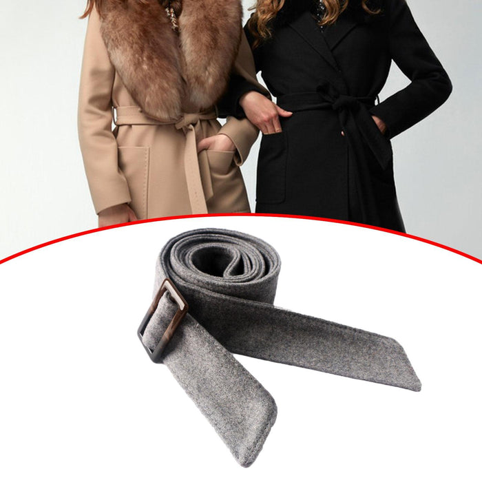 Women Wool Overcoat Waist Belt Wide Waist Belt for Jacket Commuting Sweaters Gray