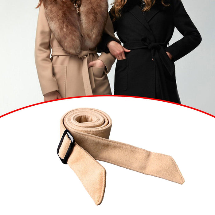 Women Wool Overcoat Waist Belt Wide Waist Belt for Jacket Commuting Sweaters Apricot