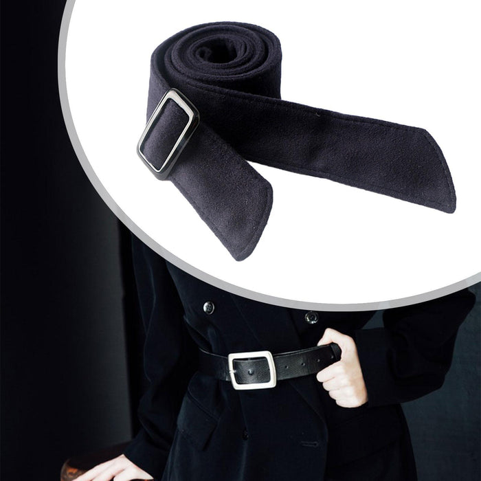 Women Wool Overcoat Waist Belt Wide Waist Belt for Jacket Commuting Sweaters Blue