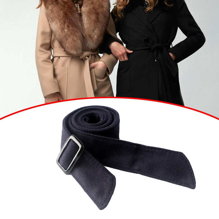 Women Wool Overcoat Waist Belt Wide Waist Belt for Jacket Commuting Sweaters Blue