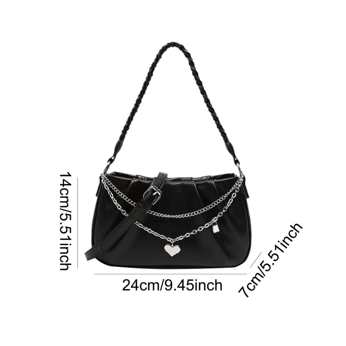 Women Shoulder Bag Elegant Pouch Underarm Bag for Outdoor Commuting Birthday Black