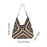 Woven Shoulder Bag Foldable Casual Summer Beach Tote for Beach Vacation Trip Black Beige