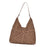 Woven Shoulder Bag Foldable Casual Summer Beach Tote for Beach Vacation Trip Khaki