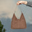 Woven Shoulder Bag Foldable Casual Summer Beach Tote for Beach Vacation Trip Khaki