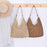 Woven Shoulder Bag Foldable Casual Summer Beach Tote for Beach Vacation Trip Beige