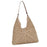 Woven Shoulder Bag Foldable Casual Summer Beach Tote for Beach Vacation Trip Beige