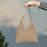 Woven Shoulder Bag Foldable Casual Summer Beach Tote for Beach Vacation Trip Beige