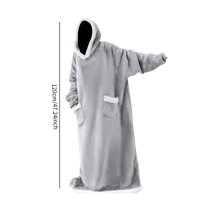 Wearable Blanket Hoodie Sweatshirt Clothes Soft Loungewear Cozy Pajama Robes 120cm