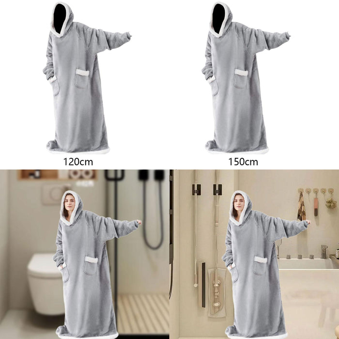 Wearable Blanket Hoodie Sweatshirt Clothes Soft Loungewear Cozy Pajama Robes 120cm