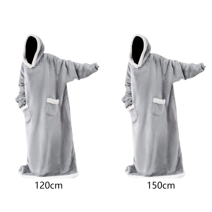 Wearable Blanket Hoodie Sweatshirt Clothes Soft Loungewear Cozy Pajama Robes 120cm