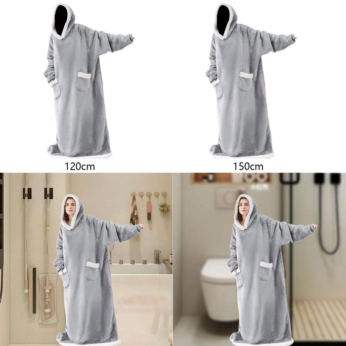 Wearable Blanket Hoodie Sweatshirt Clothes Soft Loungewear Cozy Pajama Robes 120cm