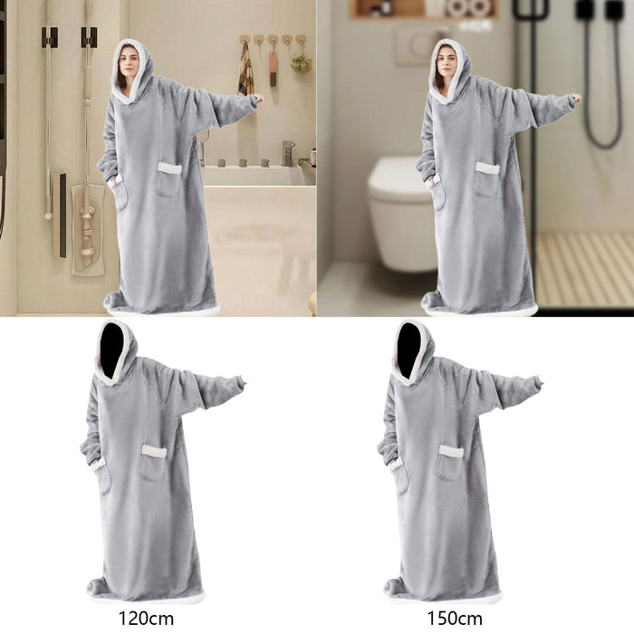 Wearable Blanket Hoodie Sweatshirt Clothes Soft Loungewear Cozy Pajama Robes 120cm