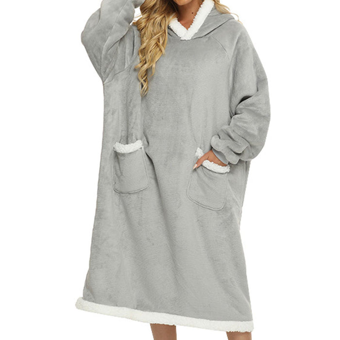 Wearable Blanket Hoodie Sweatshirt Clothes Soft Loungewear Cozy Pajama Robes 120cm