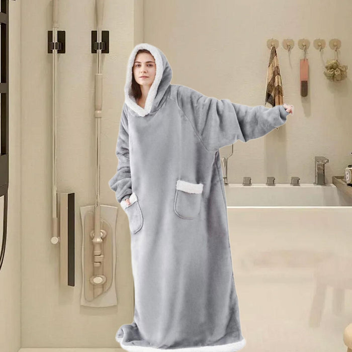 Wearable Blanket Hoodie Sweatshirt Clothes Soft Loungewear Cozy Pajama Robes 120cm