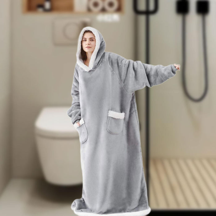 Wearable Blanket Hoodie Sweatshirt Clothes Soft Loungewear Cozy Pajama Robes 120cm