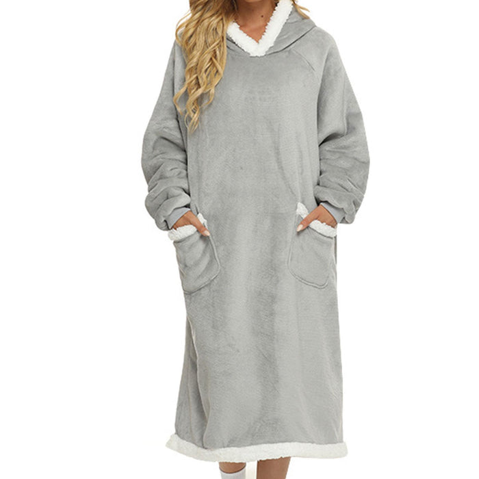 Wearable Blanket Hoodie Sweatshirt Clothes Soft Loungewear Cozy Pajama Robes 150cm