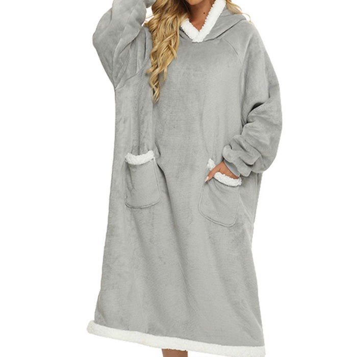 Wearable Blanket Hoodie Sweatshirt Clothes Soft Loungewear Cozy Pajama Robes 150cm