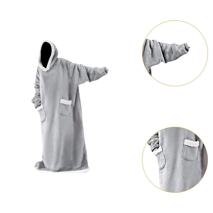 Wearable Blanket Hoodie Sweatshirt Clothes Soft Loungewear Cozy Pajama Robes 150cm