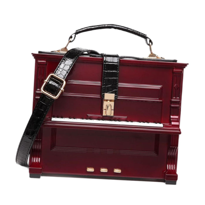 Women Piano Box Shaped Handbag Trendy Crossbody Bag for Summer Dating Travel Red