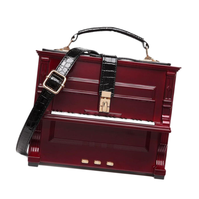 Women Piano Box Shaped Handbag Trendy Crossbody Bag for Summer Dating Travel Red