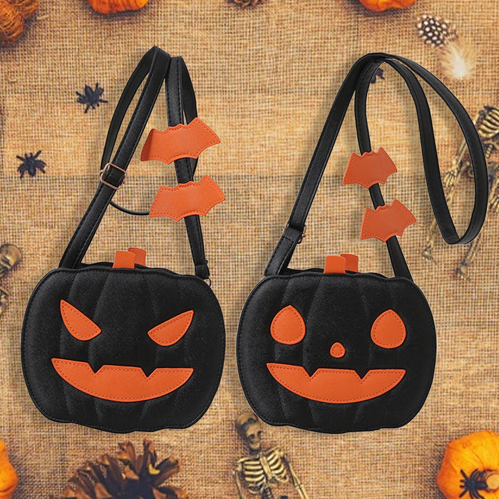 Pumpkin Crossbody Bag Cartoon Versatile Bag Purse for Shopping Casual Travel Smiling Face