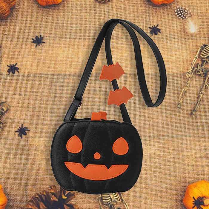 Pumpkin Crossbody Bag Cartoon Versatile Bag Purse for Shopping Casual Travel Smiling Face