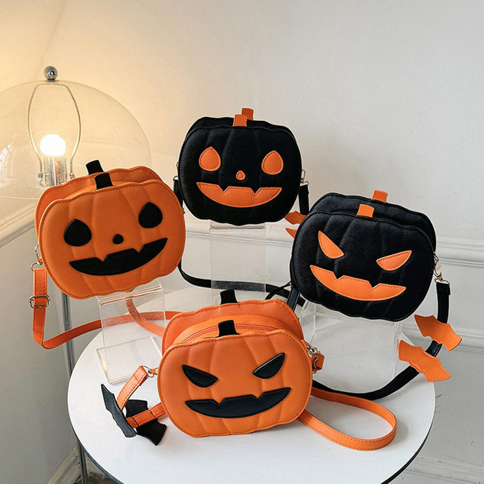 Pumpkin Crossbody Bag Cartoon Versatile Bag Purse for Shopping Casual Travel Smiling Face