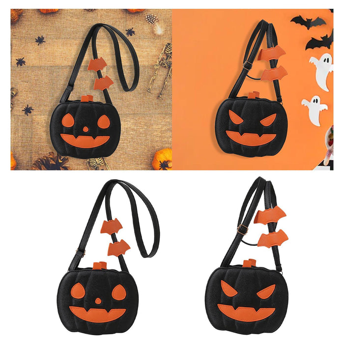 Pumpkin Crossbody Bag Cartoon Versatile Bag Purse for Shopping Casual Travel Smiling Face