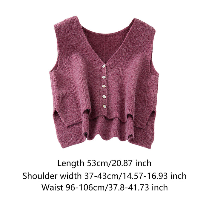 Women Sweater Vest Breathable V Neck Casual Fashion Jumpers Sleeveless Gilet Grape Purple