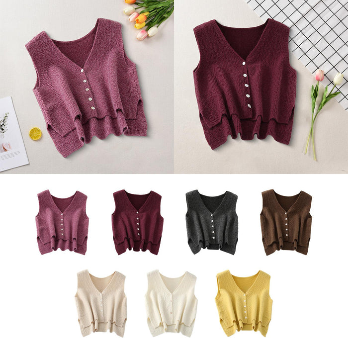 Women Sweater Vest Breathable V Neck Casual Fashion Jumpers Sleeveless Gilet Grape Purple