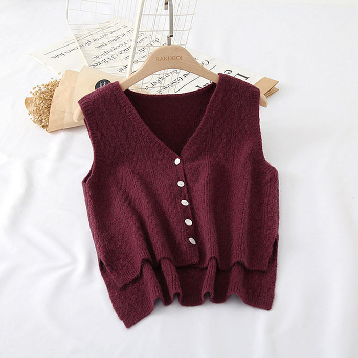 Women Sweater Vest Breathable V Neck Casual Fashion Jumpers Sleeveless Gilet Dark Purple