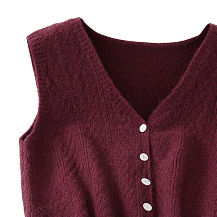 Women Sweater Vest Breathable V Neck Casual Fashion Jumpers Sleeveless Gilet Dark Purple